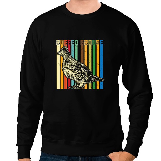 Mens Retro Ruffed Grouse Bird Hunting Birding Hobby Gifts 1 Sweatshirts