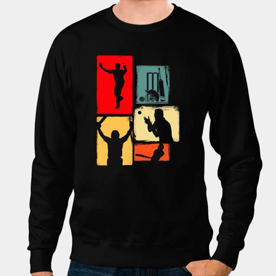 Funny Bowling Cricket for Cricketer Batsman Bowler Retro Cricket Sweatshirts