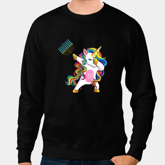 Unicorns Lover Pony Jewnicorn Funny Hanukkah Unicorns Women Pajamas Sweatshirts