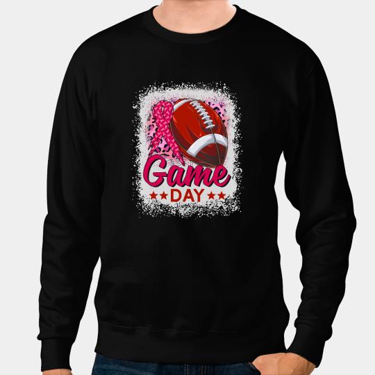 Football Gift Breast Cancer Funny Leopard Game Day Football Pink Breast Cancer Bleached 286 Sweatshirts
