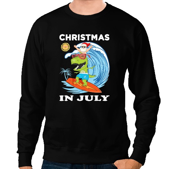 Dinosaur Dino Santa Dinosaur Mid Year xmass Party Beach Christmas In July 1 Sweatshirts