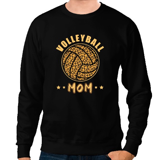 Volleyball Gift Player Mother Women Leopard Volleyball Mom Sweatshirts