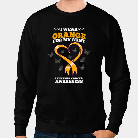 Leukemia Survivor I Wear Orange Aunt Leukemia Cancer Awareness Blood Cancer Sweatshirts