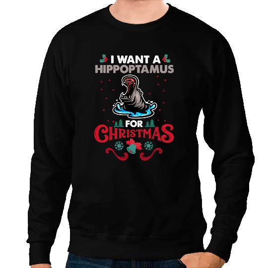 Hippo Gift I Want A Hippopotamus For Christmas xmass Pajama Costume 272 Sweatshirts