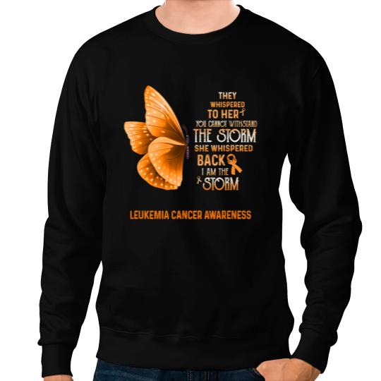 Leukemia Survivor I Am The Storm Leukemia Cancer Awareness Butterfly Sweatshirts