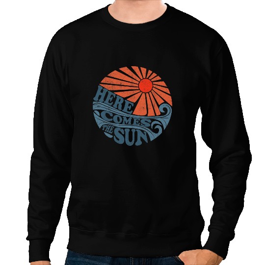 vintages Here Comes The Sun Cute Retro 70s Beach Vacation 2 Sweatshirts