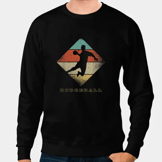 Retro Dodgeball Player 1960s 1970s Style Dodgeball Sweatshirts
