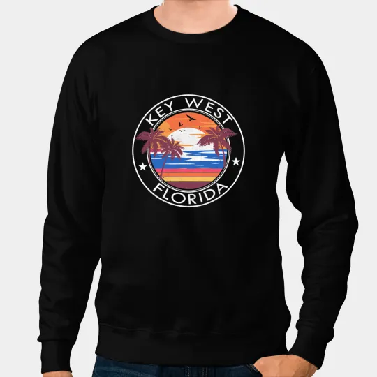 Key West Florida Keys Retro 70s Beach Summer Vacation Sweatshirts