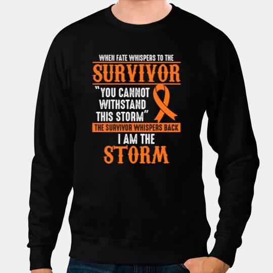 Leukemia Survivor Im The Storm Leukemia Cancer Warrior Orange Ribbon Sweatshirts