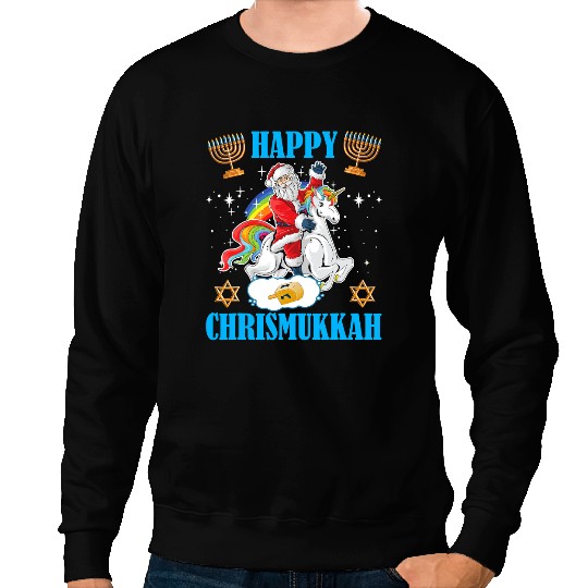 Unicorns Pony Happy Chrismukkah Hanukkah Christmas Jewish Unicorns Santa Sweatshirts