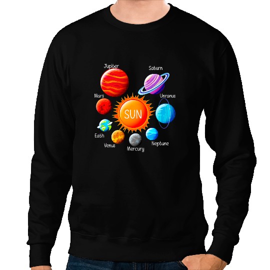 Solar System Planets Orbit Educational Astrology Sweatshirts