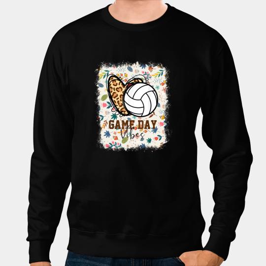 Volleyball Gift Floral Bleached Volleyball Game Day Vibes Volleyball Mom Sweatshirts