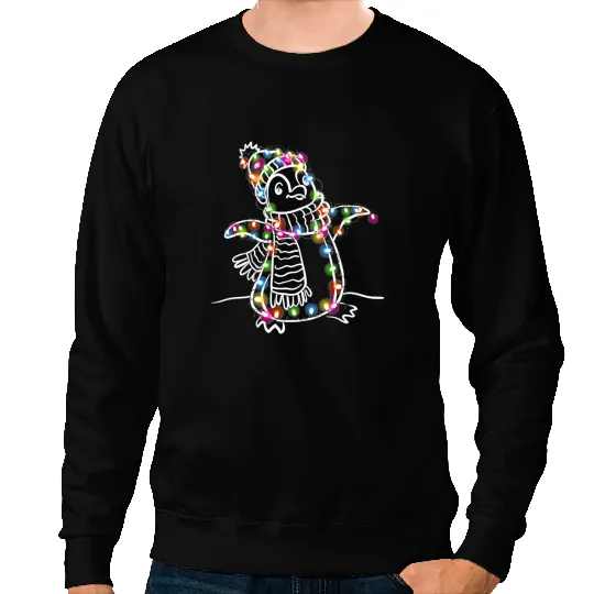 Penguin Penguin Christmas Light Tree Scarf xmass Penguin Lover 183 Penguins Sweatshirts