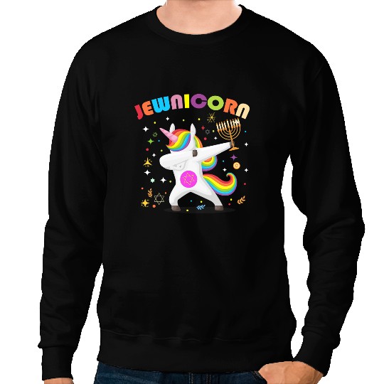 Unicorns Pony Hanukkah Jewnicorn Unicorns Dabbings Chanukah Jewish xmass 70 Sweatshirts