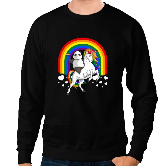Unicorns LGBT Pride Rainbow Unicorns Panda Riding Unicorns Gay Rainbow Sweatshirts