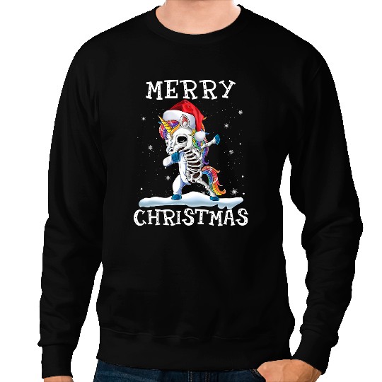 Unicorns Pony Merry Christmas Dabbings Unicorns Skeletons wearing Santa Hat 77 Sweatshirts