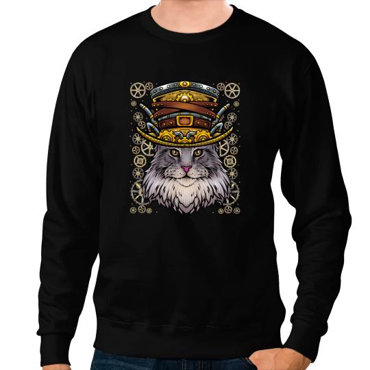 Cat Paws Steampunk Maine Coon Cat Sweatshirts
