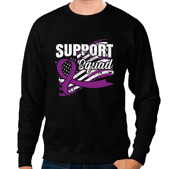 Pancreatic Warrior Support Squad USA Flag Awareness Ribbon Sweatshirts