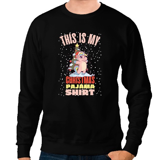 Unicorns Pony This is my Christmas Pajama Christmas Unicorns Tree 79 Sweatshirts