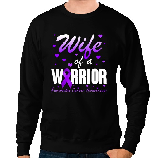 Pancreatic Warrior Wife Of Pancreatic Cancer Warrior Ribbon Support Squad Sweatshirts