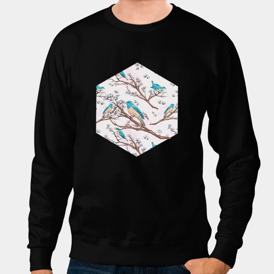 Sakura Bird Watching Cherry Blossom Flower Bird Sweatshirts