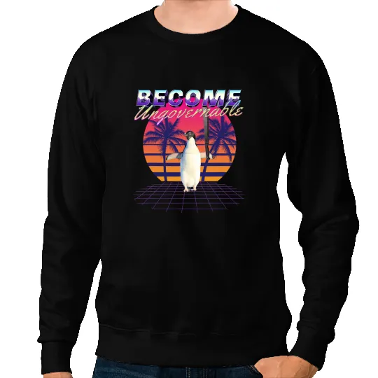 Penguin BECOME UNGOVERNABLE Machete Penguin Meme Vaporwave 93 Penguins Sweatshirts