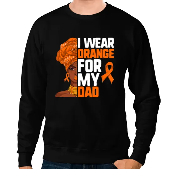 Leukemia Survivor Afro Woman Leukemia Cancer I Wear Orange For My Dad Sweatshirts