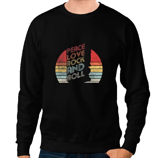 Rock Concert Festival vintages Retro Peace Love Rock And Roll Sweatshirts