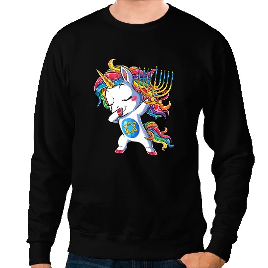Unicorns Pony Hanukkah Dabbings Unicorns Jewnicorn Chanukah Jewish xmass 8 Sweatshirts