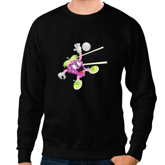 Volleyball Gift Grape cartoon Character Playing Beach Volleyball Sweatshirts