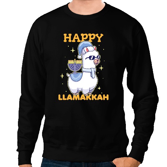 Lama Llama Happy Llamakkah Hanukkah Jewish Menorah Holiday Llama Lover 102 Sweatshirts