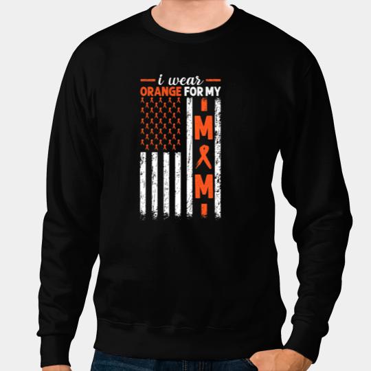 Leukemia Survivor I Wear Orange For My Mom Leukemia Cancer Usa Flag Sweatshirts
