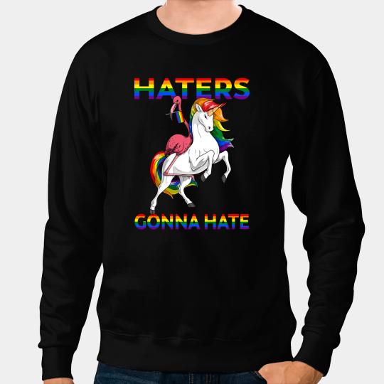 Unicorns LGBT Pride Rainbow Flamingo Gay Pink Flamingo Bird Riding Unicorn Sweatshirts
