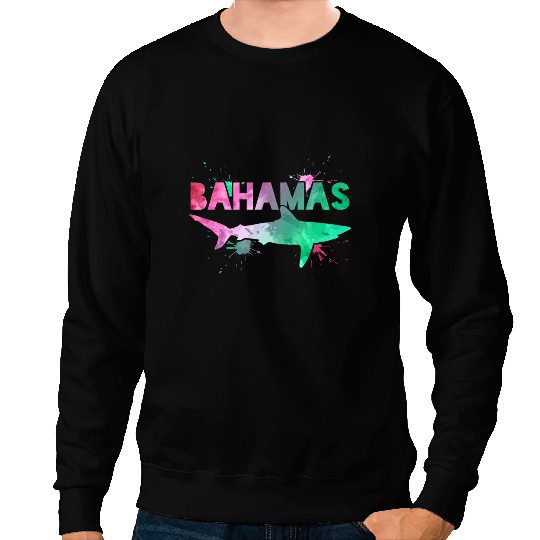 Ocean Shark Bahamas Shark Scubas Diving Watercolor Art Souvenir Gift Sweatshirts