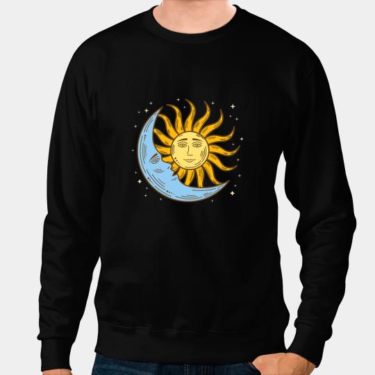 Sun Moon w Stars Astrology 90s Celestial Witch Whimsigoth Sweatshirts
