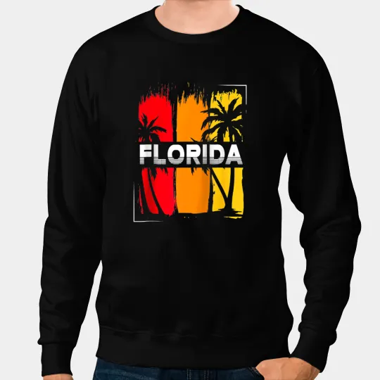 Retro Tropical Summer Vacation South Beach FL Miami Florida Sweatshirts