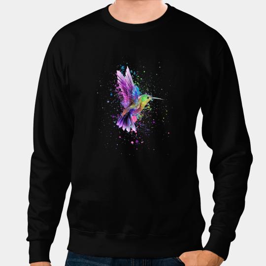 Hummingbird Watercolor Art Design Sweatshirts