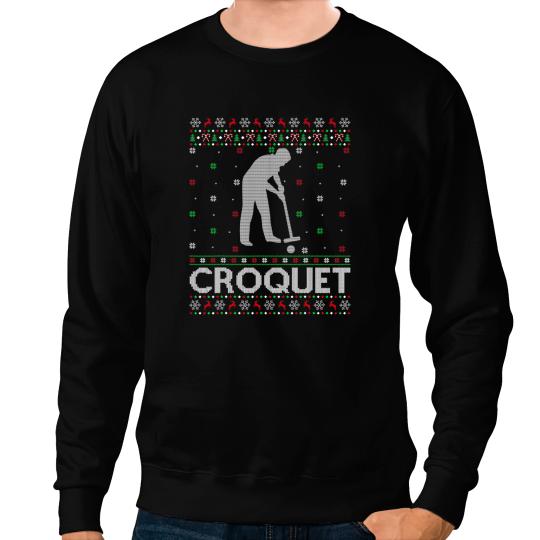 Croquet Set Sports Lover xmass Ugly Croquet Christmas Sweatshirts