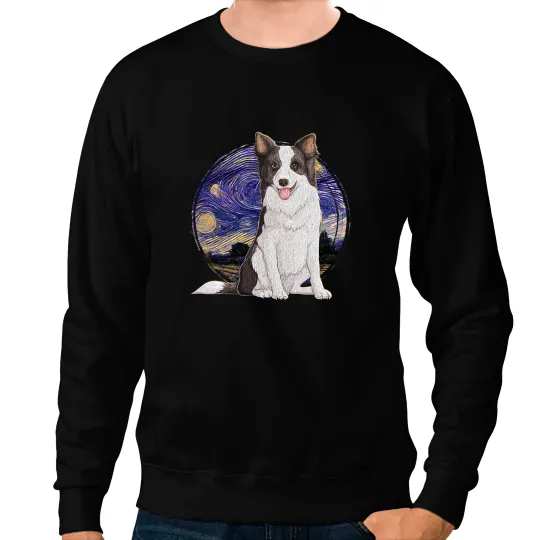Dog Border Collie Starry Night border collie Dog Lover Mom Dad454 Sweatshirts