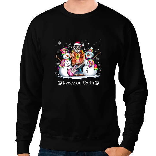 Peace On Earth Hippie Snowman Merry Christmas Costume Sweatshirts