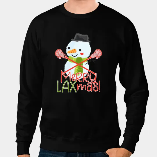 Lacrosse Gift Funny Merry LAxmass Christmas Lacrosse Snowman Player Sweatshirts