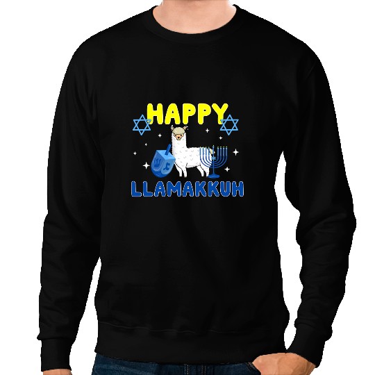 Lama Llama QWM7 Happy Llamakkuh Funny Hanukkah Llama Lover Jewish Life 86 Sweatshirts