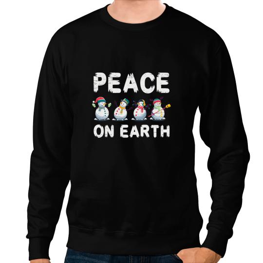 Peace On Earth Santa Claus Snowman Holidays Sweatshirts