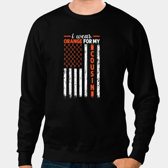 Leukemia Survivor I Wear Orange For My Cousin Leukemia Cancer Usa Flag Sweatshirts