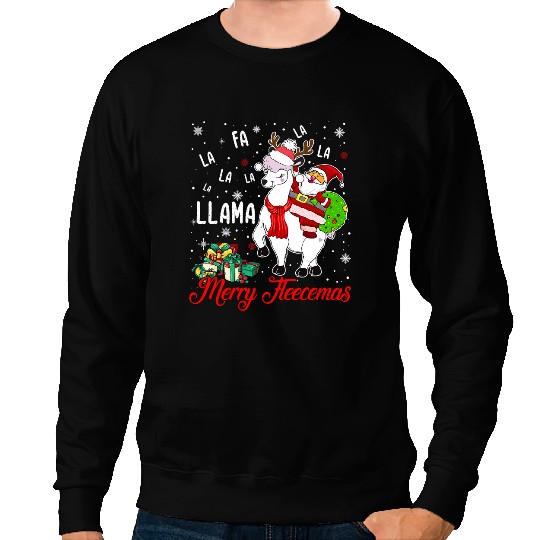Lama Llama Christmas Llama Santa fa la la llama night 80 Sweatshirts