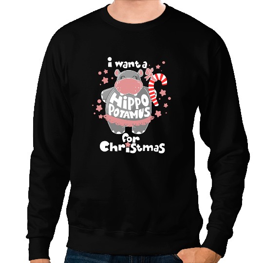 Hippo Gift I Want A Hippopotamus For Christmas xmass Hippo 384 Sweatshirts