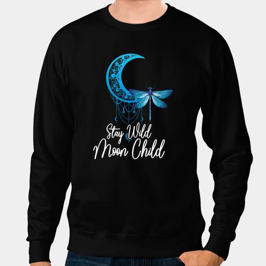 Stay Wild Moon Child Dragonfly For Boho Hippie Astrology Sweatshirts