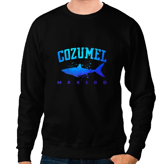 Ocean Shark COZUMEL MEXICO Shark Caribbean Beach Vacation Trip Vintage Sweatshirts