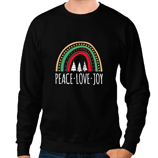 vintages Retro Peace Love Joy Christmas Tree Xmas Sweatshirts