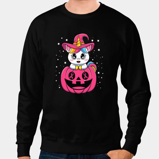 Unicorns Pony Witch Pink Ribbon Breast Cancer Awareness Halloween 5 Sweatshirts